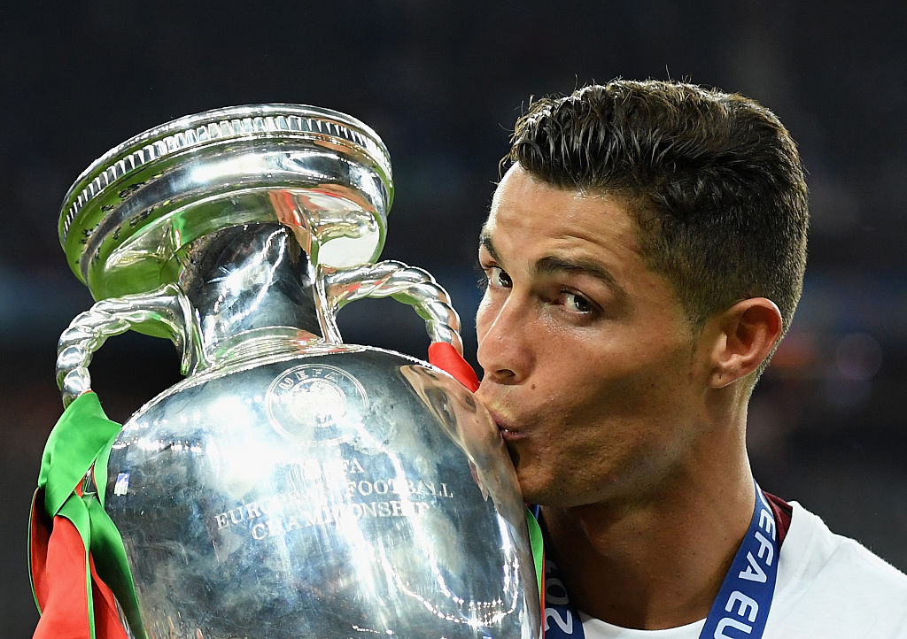 Cristiano Ronaldo celebrating the Euro 2016 win.